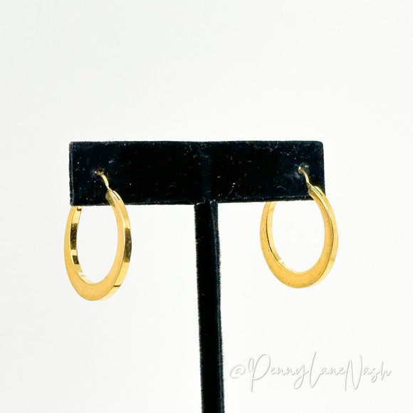 Vintage Jewelry - Monet Wide Hoop Golden Earrings